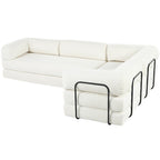 L-Shaped Modular Sofa Bed in Corduroy Fabric