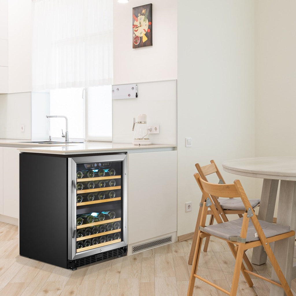 Lanbo 24 Inch Built-in Dual Zone Compressor Wine Cooler, 44 Bottle