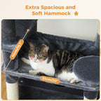 Large Cat Tower Cat Condo with Scratching Posts and Pads, 2 Padded Perch, Dual Condo and Basket