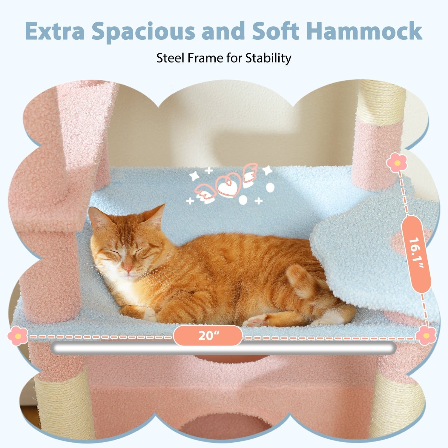 Large Cat Tower Cat Condo with Scratching Posts and Pads, 2 Padded Perch, Dual Condo and Basket