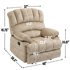 Large Manual Recliner Chair for Adult, Comfortable Fabric Single Recliner Sofa, Overstuffed Reclining Chair for Living Room