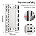 Large Wall Art Mirror Decor Silver Accent Geometric Frame