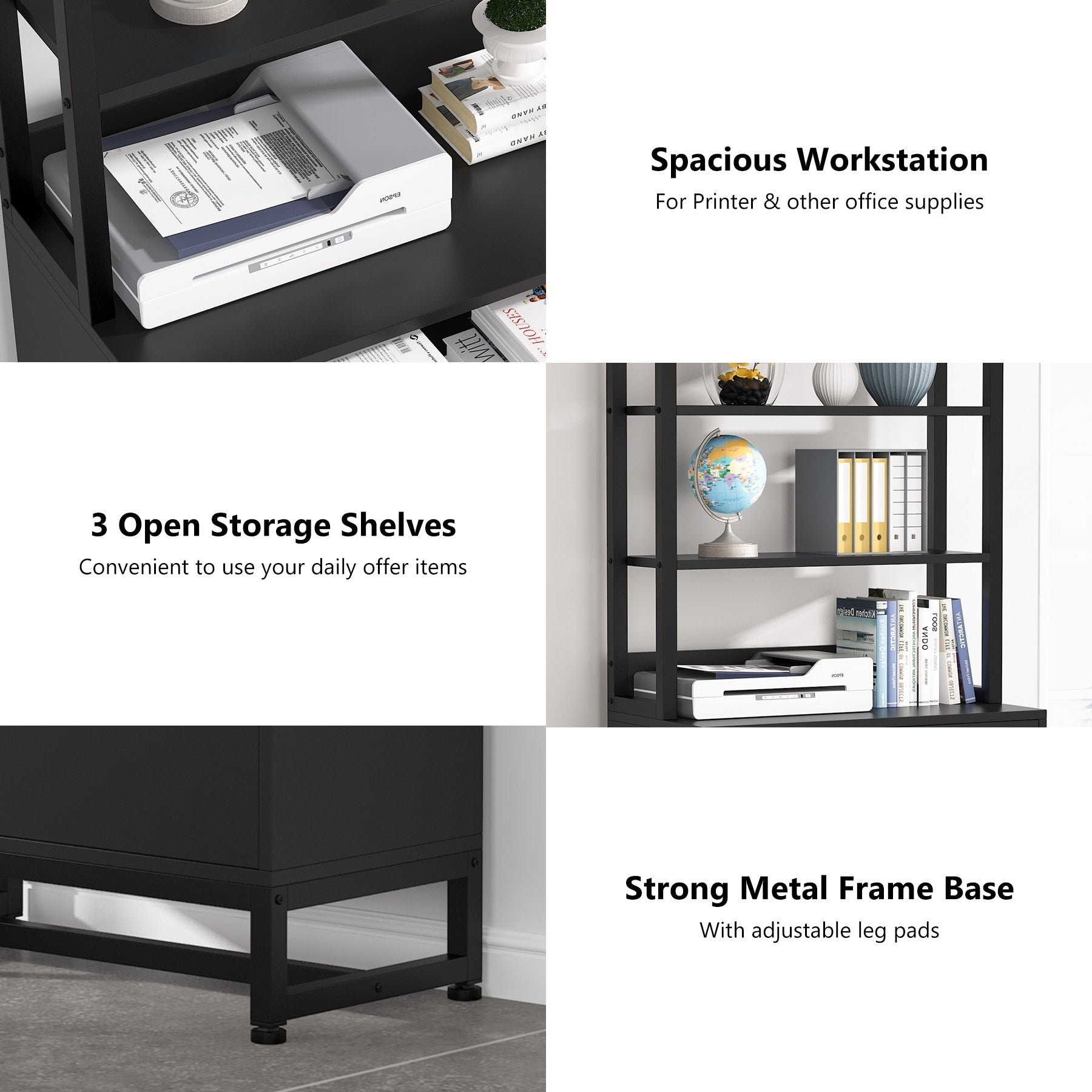 File Cabinet with 2 Drawer, Modern Filing Cabinet Printer Stand with Lock