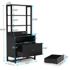 File Cabinet with 2 Drawer, Modern Filing Cabinet Printer Stand with Lock