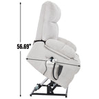 Lazy Boy Dual Motor Chenille Power Lift Recliner w/Massage and Lumbar Heating, Dual Cup Holders, Grey-Blue