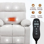 Lazy Boy Dual Motor Chenille Power Lift Recliner w/Massage and Lumbar Heating, Dual Cup Holders, Grey-Blue