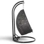 LeisureMod 2 Person Hanging Egg Chair with Stand - Outdoor/Indoor Rattan Wicker Patio Swing Hammock Lounger with Cushions