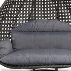 LeisureMod 2 Person Hanging Egg Chair with Stand - Outdoor/Indoor Rattan Wicker Patio Swing Hammock Lounger with Cushions