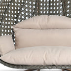 LeisureMod 2 Person Hanging Egg Chair with Stand - Outdoor/Indoor Rattan Wicker Patio Swing Hammock Lounger with Cushions
