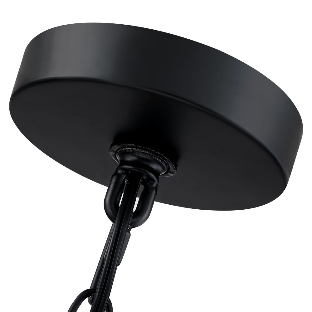 Lennie 20 in. 4-Light Rattan Tiered Drum Chandelier Light with Black Canopy - 20 in. W - 20 in. W