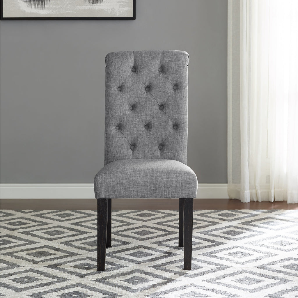 Roundhill Furniture Leviton Solid Wood Tufted Dining Chair (Set of 2)