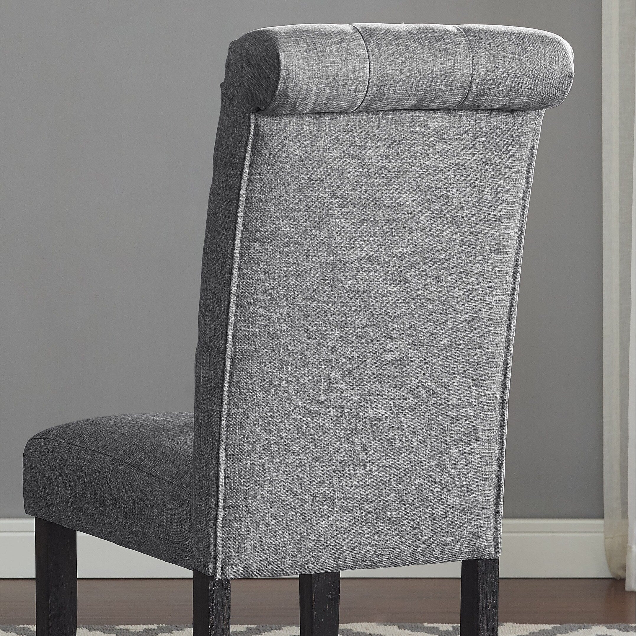 Roundhill Furniture Leviton Solid Wood Tufted Dining Chair (Set of 2)