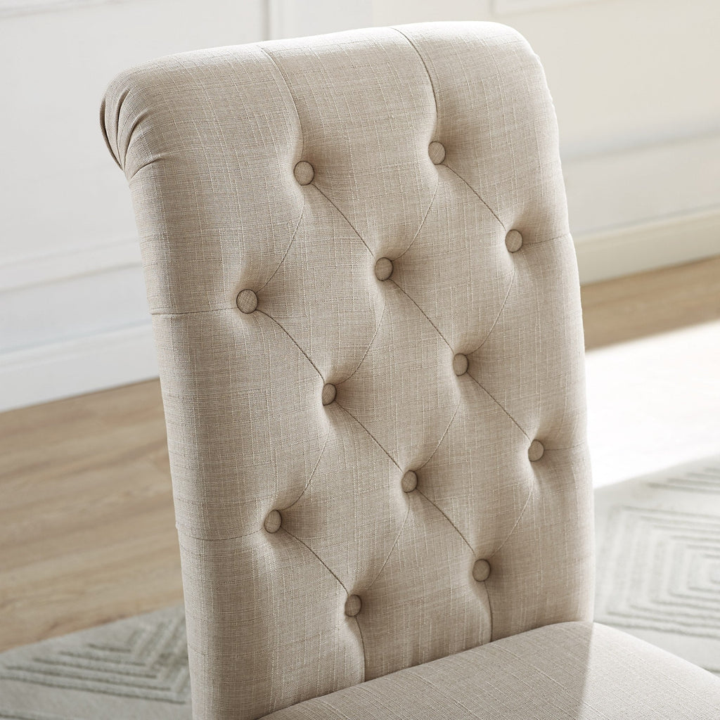 Roundhill Furniture Leviton Solid Wood Tufted Dining Chair (Set of 2)