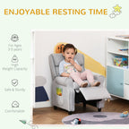Light Grey Kids Children Upholstered Manual Recliner for 3-5 Years with Footrest and 2 Side Pockets