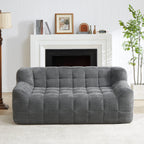 Liyasi 2 Seater Full Compression Sofa Beige Lychee Velvet No Assembly Required