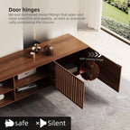 Mid-Century Modern TV Stand with 4 Doors Storage Cabinets, Fits TVs Up to 100 Inches, Living Room Entertainment Center