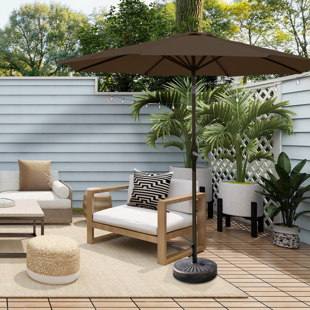 Lopes 9-foot Patio Umbrella with Bronze Finish Base Weight Stand Included