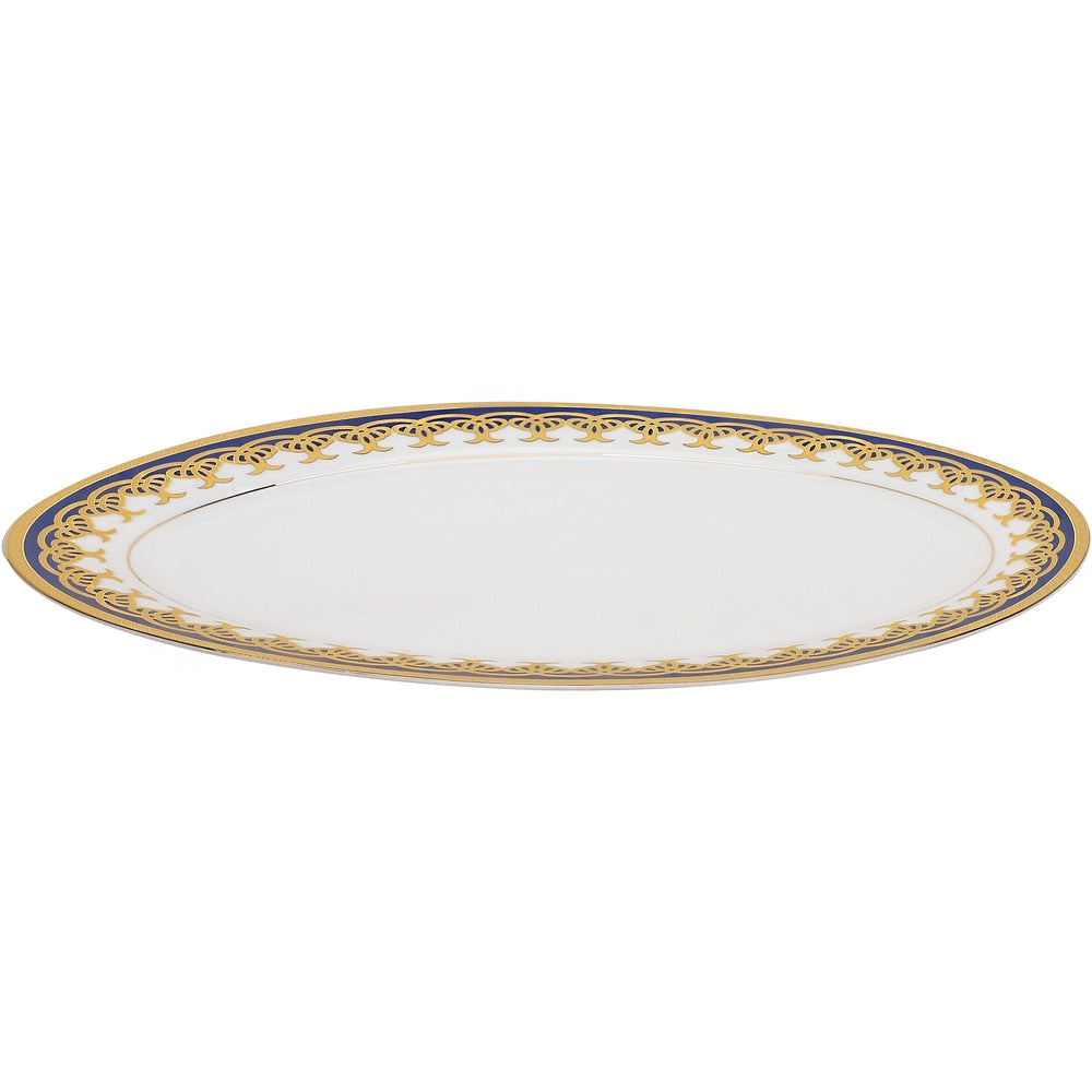 Lorren Home Trends Gold and Blue Accent 57-piece Porcelain Dinnerware Set
