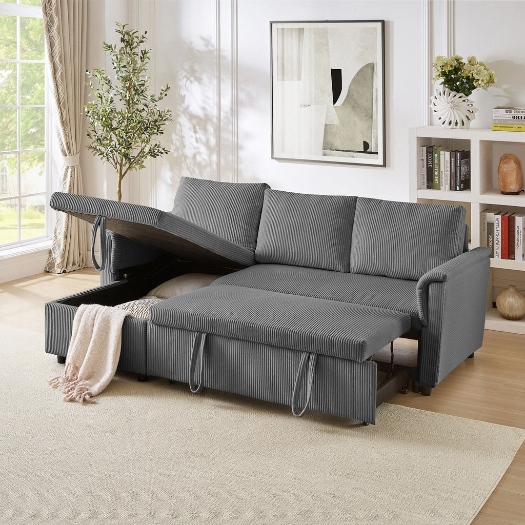 Loveseat Sofa with Chaise Lounge L-Shaped Modular Convertible Sofa with Storage Chaise