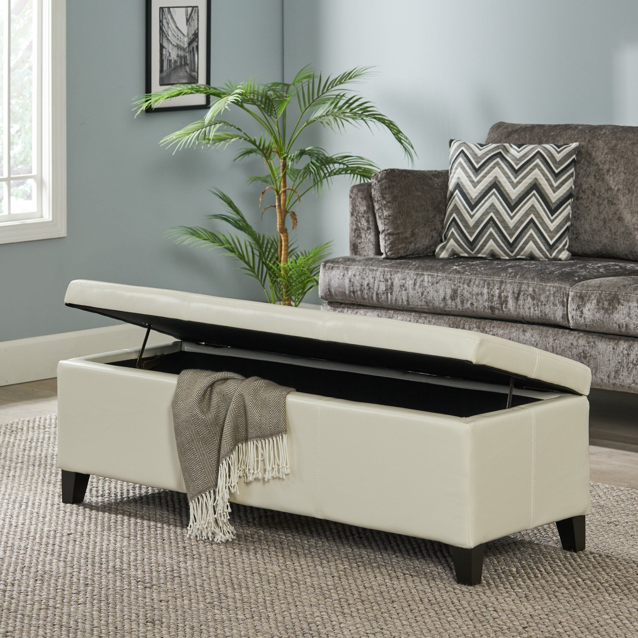Lucinda Faux Leather Storage Bench by Christopher Knight Home - 51.25 L x 17.50 W x 16.25 H