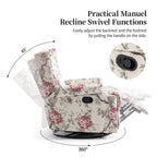 29'' W Pattern Swivel Glider Manual Push Back Recliner Chair Set of 2