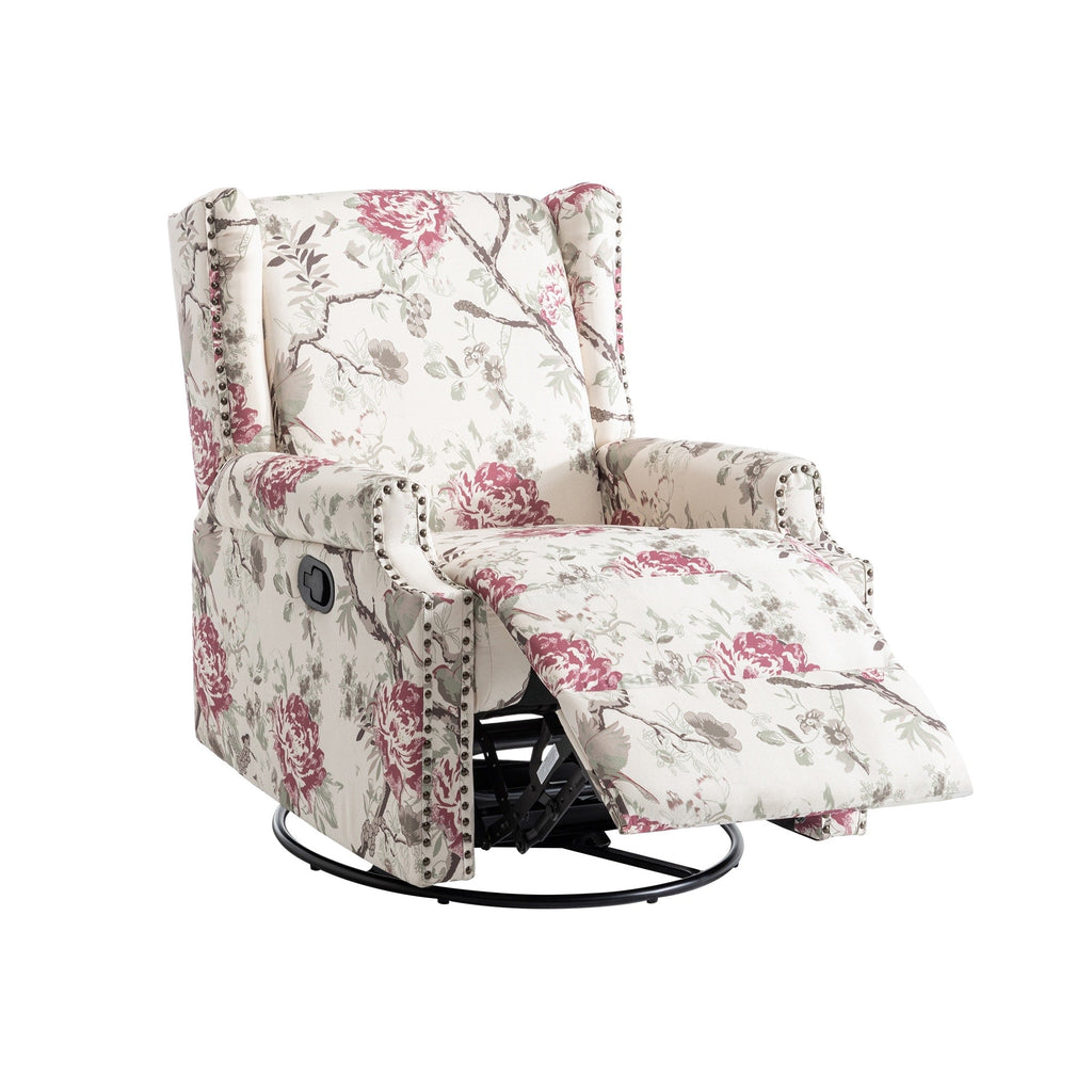 29'' W Pattern Swivel Glider Manual Push Back Recliner Chair Set of 2