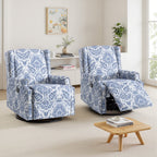29'' W Pattern Swivel Glider Manual Push Back Recliner Chair Set of 2