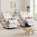 29'' W Pattern Swivel Glider Manual Push Back Recliner Chair Set of 2