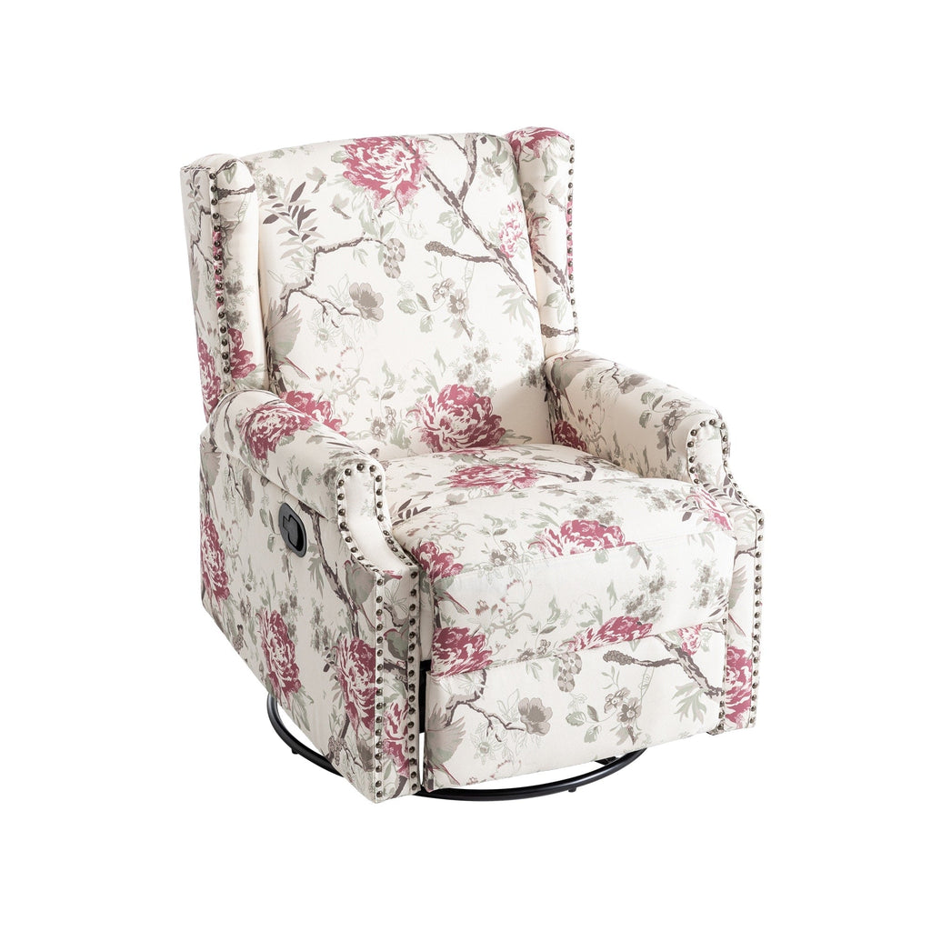 29'' W Pattern Swivel Glider Manual Push Back Recliner Chair Set of 2