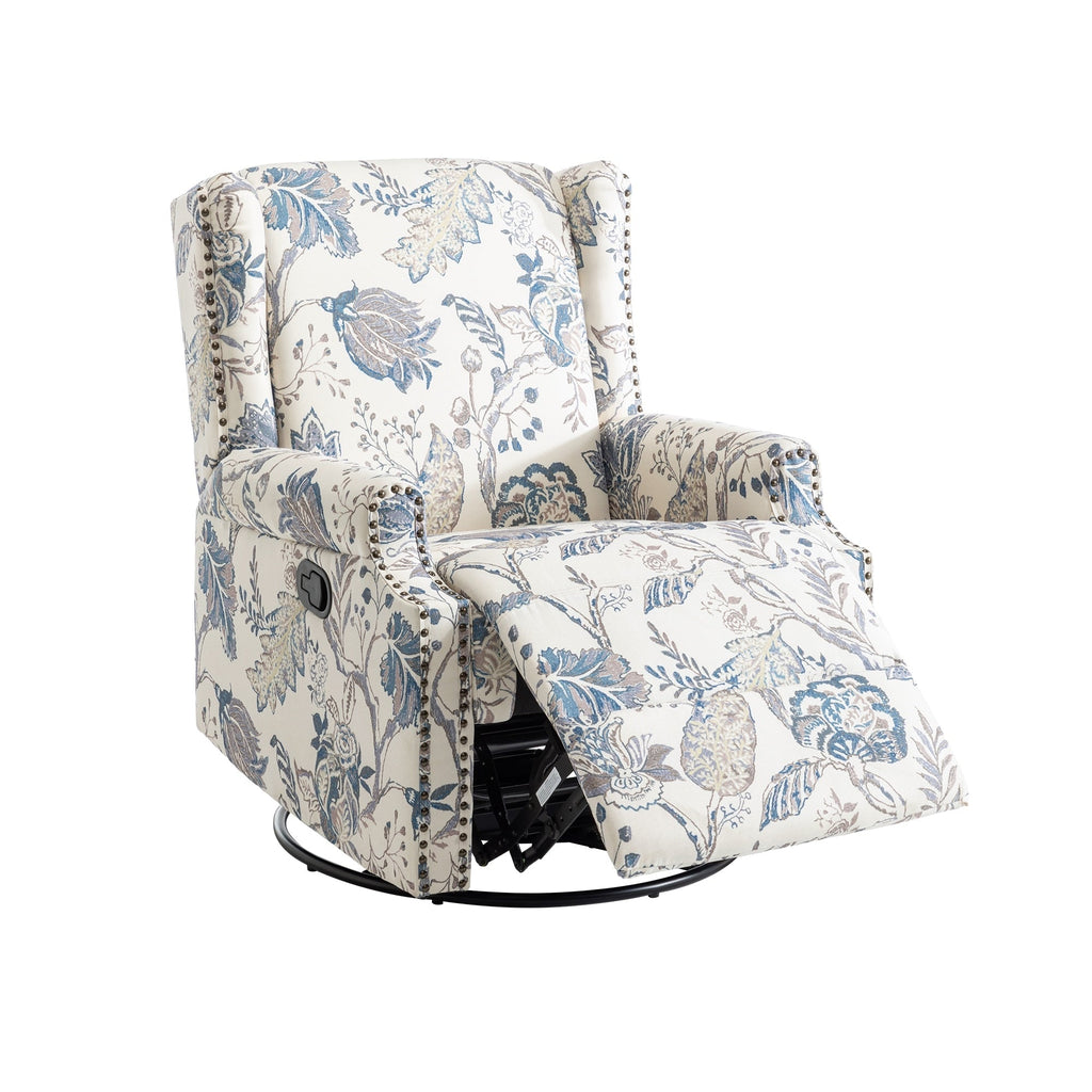 29'' W Pattern Swivel Glider Manual Push Back Recliner Chair Set of 2