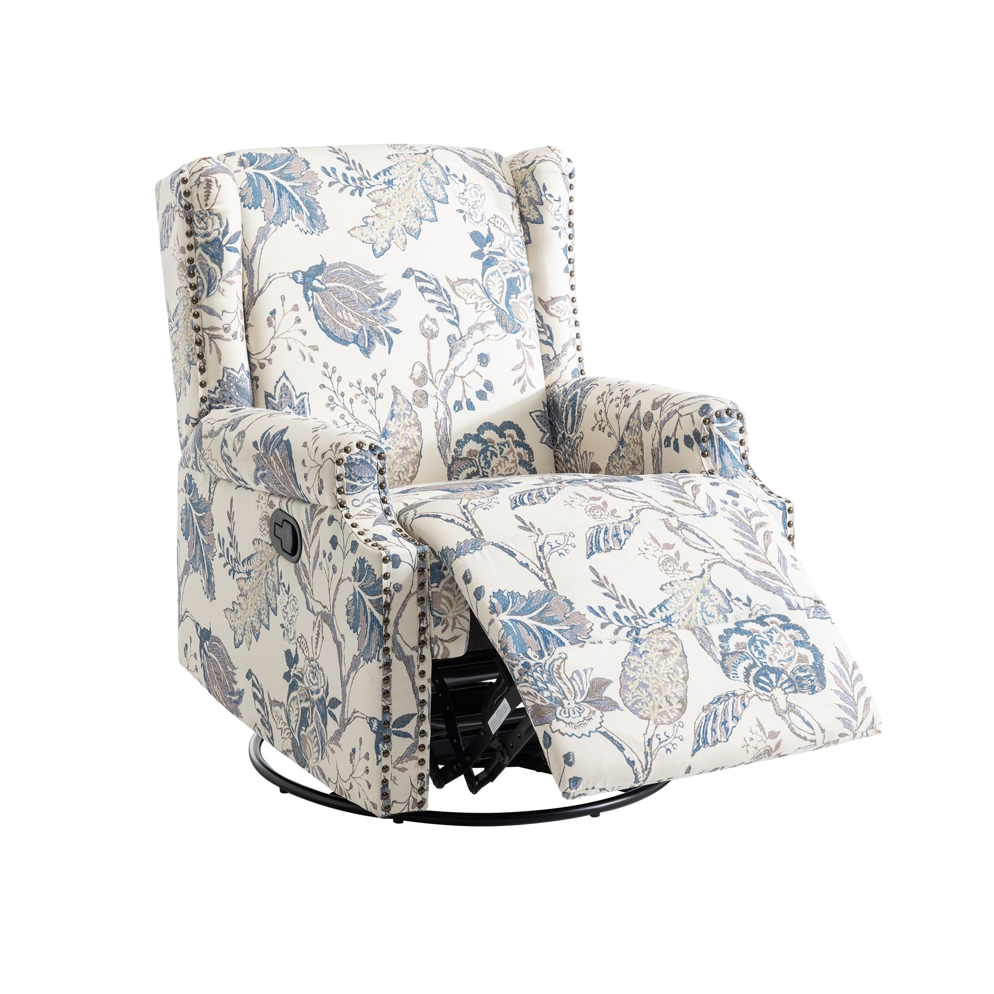 29'' W Pattern Swivel Glider Manual Push Back Recliner Chair Set of 2