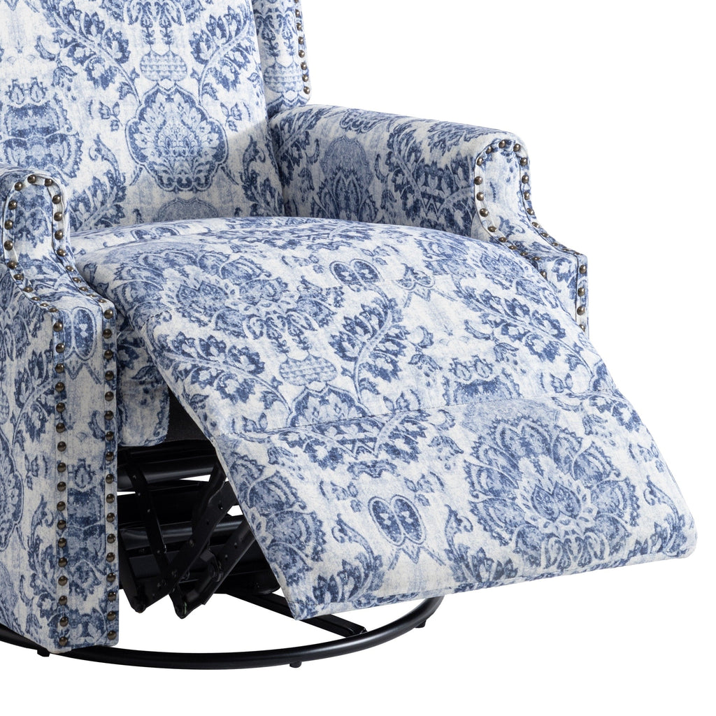 29'' W Pattern Swivel Glider Manual Push Back Recliner Chair Set of 2