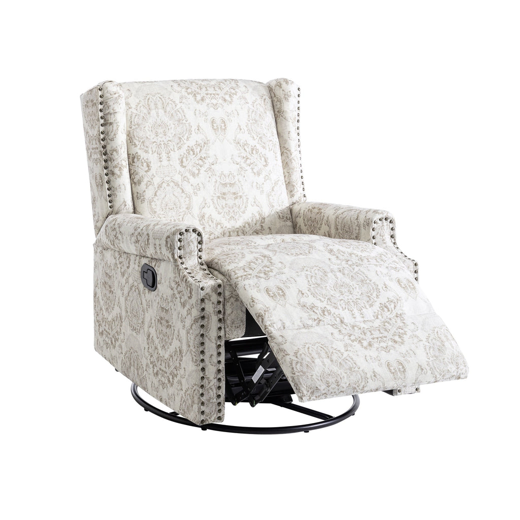 29'' W Pattern Swivel Glider Manual Push Back Recliner Chair Set of 2