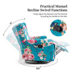 29'' W Pattern Swivel Glider Manual Push Back Recliner Chair Set of 2