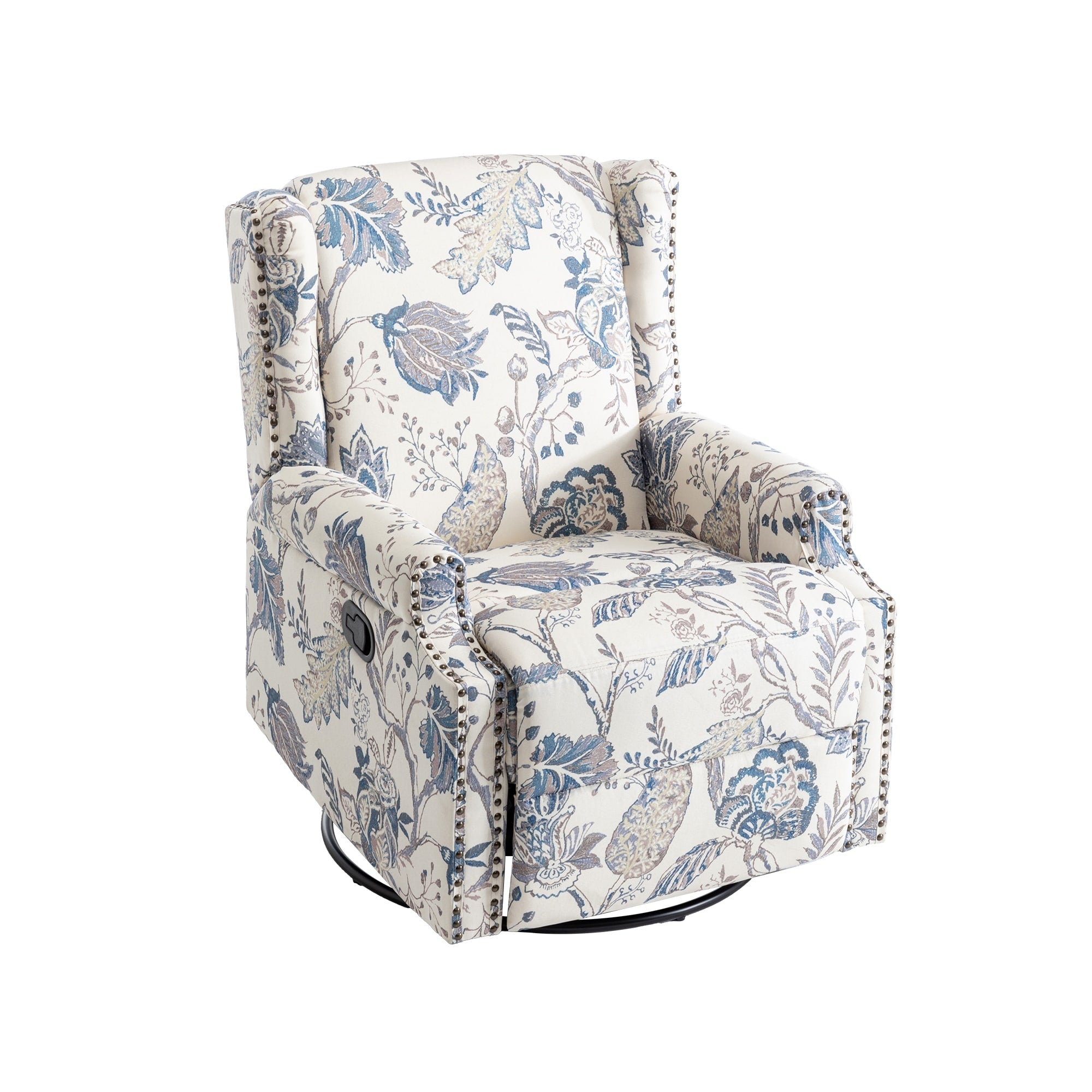 29'' W Pattern Swivel Glider Manual Push Back Recliner Chair Set of 2