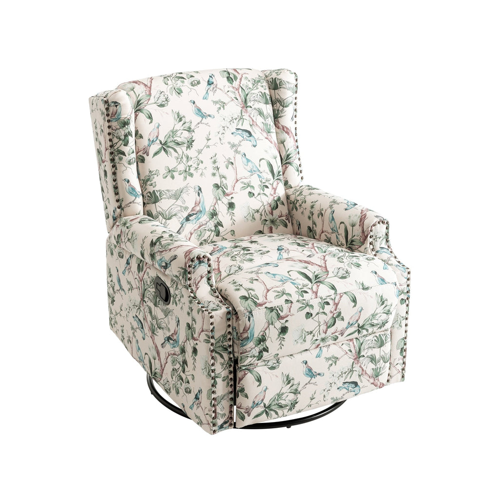 29'' W Pattern Swivel Glider Manual Push Back Recliner Chair Set of 2