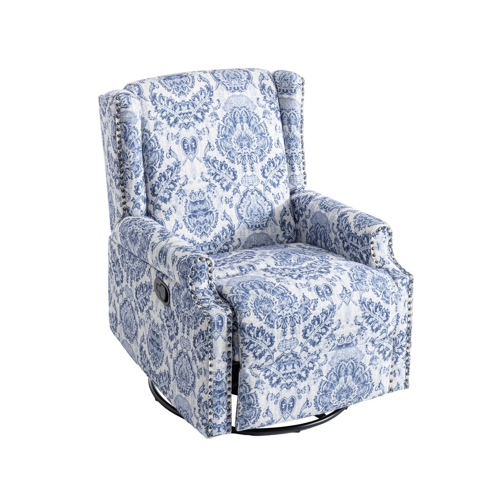 29'' W Pattern Swivel Glider Manual Push Back Recliner Chair Set of 2