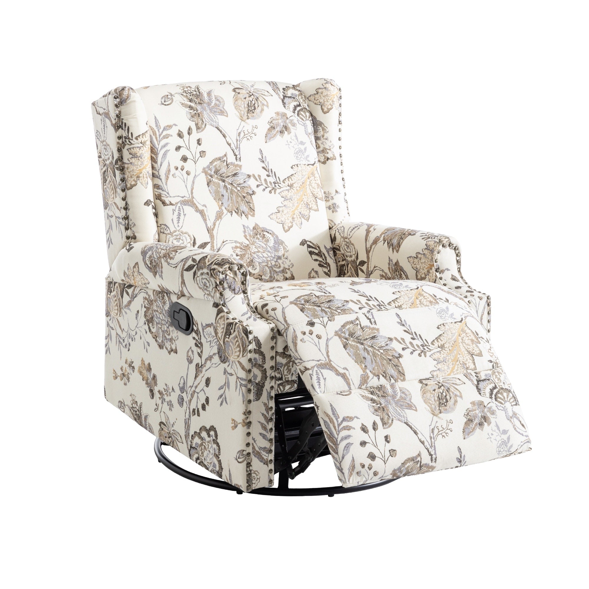 29'' W Pattern Swivel Glider Manual Push Back Recliner Chair Set of 2