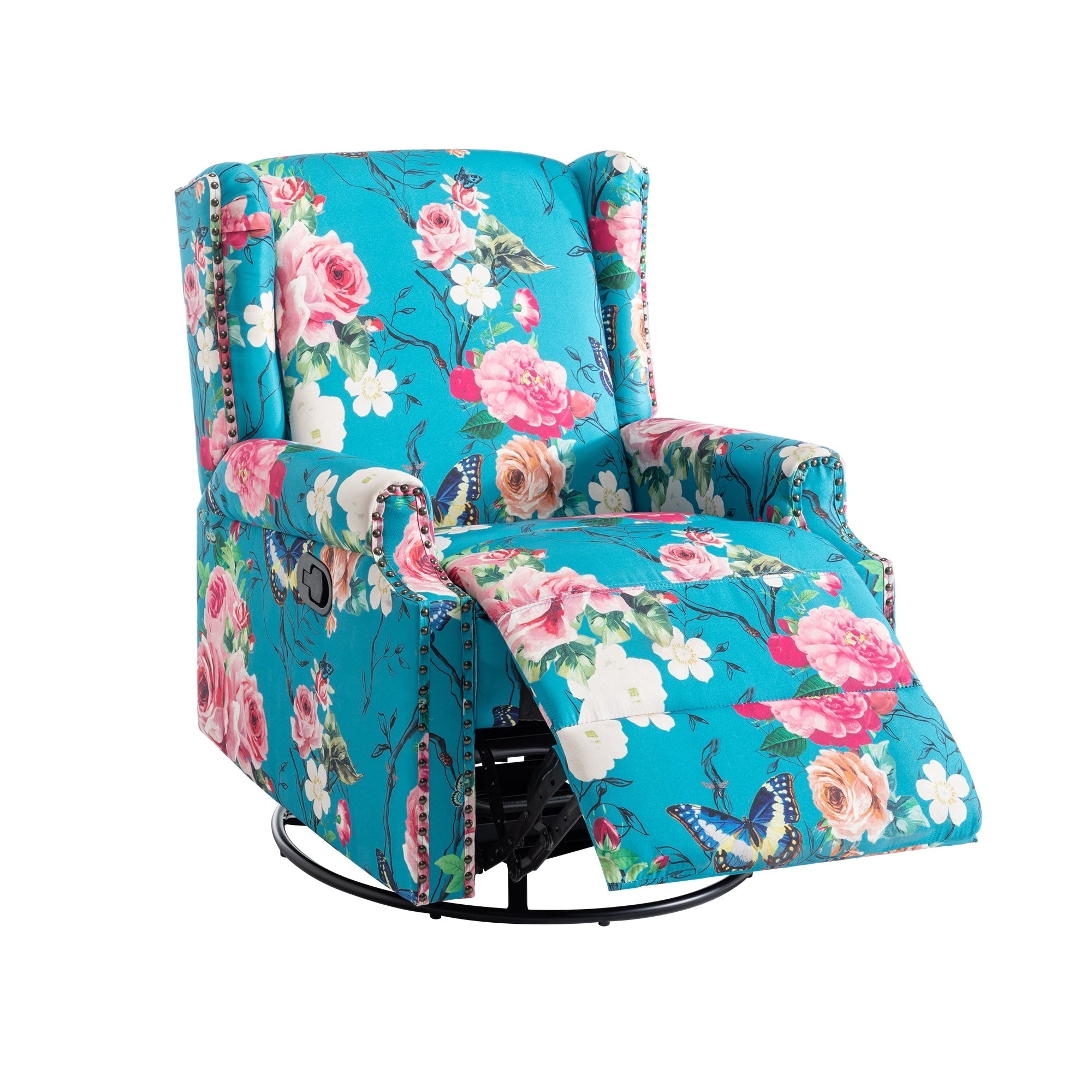 29'' W Pattern Swivel Glider Manual Push Back Recliner Chair Set of 2
