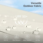 MAISON ARTS 15-foot Rectangular Crank Double-sided Outdoor Market Umbrella Solar LED Lighted Patio Umbrella with Base Included