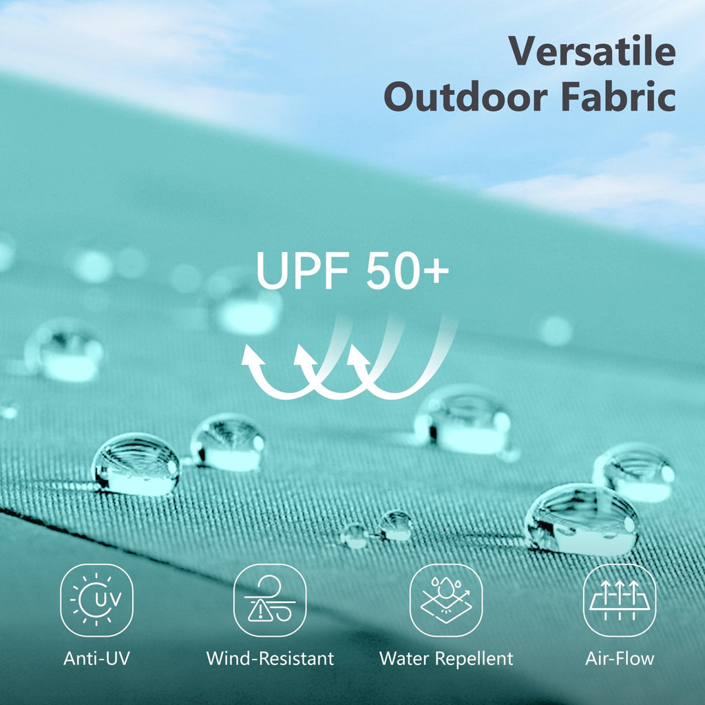 MAISON ARTS 15-foot Rectangular Crank Double-sided Outdoor Market Umbrella Solar LED Lighted Patio Umbrella with Base Included