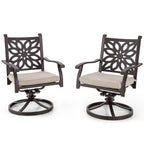 MAISON ARTS Cast Aluminum Dining Chairs/Patio Dining Set with Round Dining Table & 6 Cast Aluminum Patio Chairs