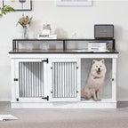 Mcombo Large Dog Crate Furniture TV Stand,Wooden Dog Kennel with Double Doors 1861