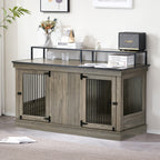Mcombo Large Dog Crate Furniture TV Stand,Wooden Dog Kennel with Double Doors 1861