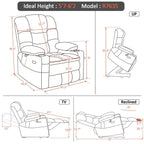 MCombo Large-Wide Dual Motor Power Lift Recliner with Massage and Dual Heating for Big and Tall Elderly, Fabric R7635