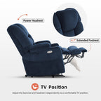 MCombo Large-Wide Dual Motor Power Lift Recliner with Massage and Dual Heating for Big and Tall Elderly, Fabric R7635