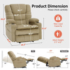 MCombo Large-Wide Dual Motor Power Lift Recliner with Massage and Dual Heating for Big and Tall Elderly, Fabric R7635