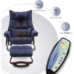 MCombo Set of 2 Swivel Recliner with Ottoman and Neck Pillow,Chenille Fabric