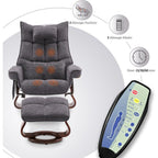 MCombo Set of 2 Swivel Recliner with Ottoman and Neck Pillow,Chenille Fabric
