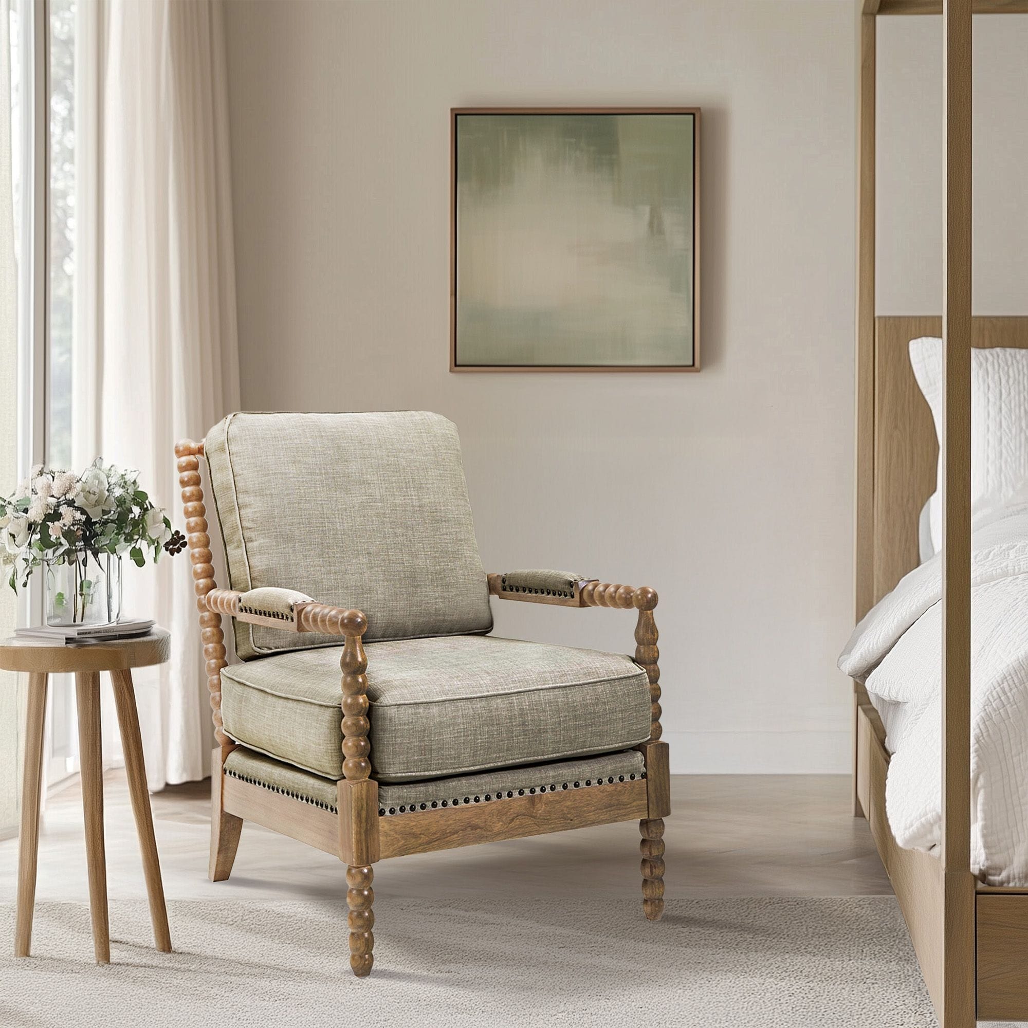 Madison Park Donohue Turned Wood Frame Armchair
